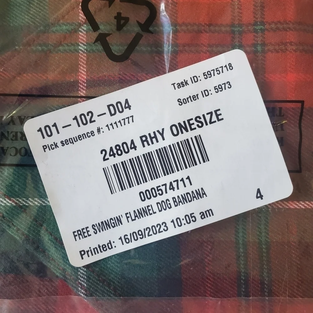 Duluth Trading Co‎ Free Swingin Dog Lovin Flannel Colorful Plaid Bandana